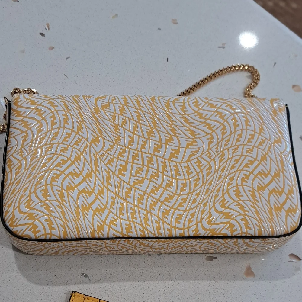 NIB Fendi Gold and FF Vertigo Print Leather Clutch - Picture 8 of 14